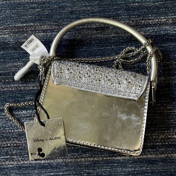 ALDO X DISNEY 100 Minnie Mouse Silver Glitter Shoulder Purse - Picture 6 of 6
